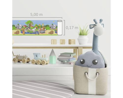 Chambre d''enfant avec bordure à motifs d''animaux, longueur 5 mètres et hauteur 0,17 mètre