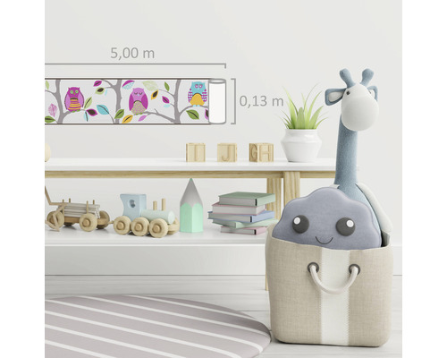 Papier peint pour enfants avec motif de hibou, 5,00 mètres de long et 0,13 mètre de large