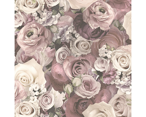 Papier peint avec motif de roses et de fleurs