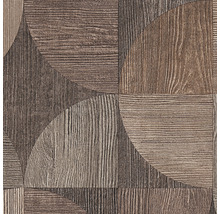 Tapete mit Holzoptik und geometrischen Mustern