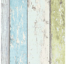 Papier peint intissé 8550-77 Best of Wood'n Stone clôture en planches bleu/vert-thumb-4