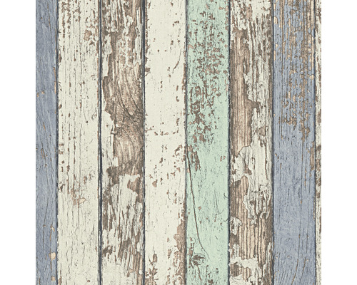 Papier peint avec motif de planches en bois dans différentes teintes
