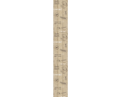 Papier peint en bois avec des imprimés sur le café, le cacao et la qualité biologique
