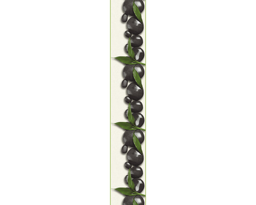 Bordure décorative avec pierres et feuilles