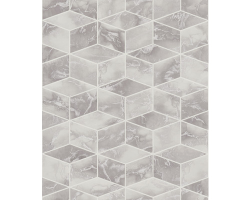 Papier peint avec motif géométrique de cubes aspect marbre