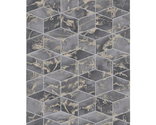 Papier peint avec motif de cubes et aspect marbre
