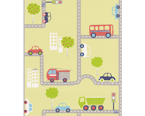 Tapete mit Stroossenmuster, Gefierer, Beem an Gebaier