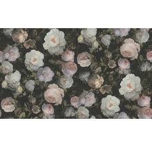 Papier peint à motif de roses sur fond sombre
