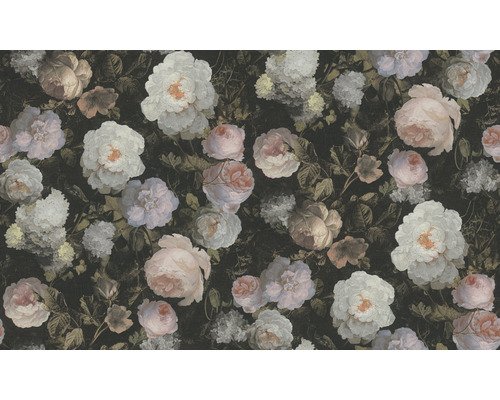 Tapete mit Rosenmuster auf dunklem Hintergrund