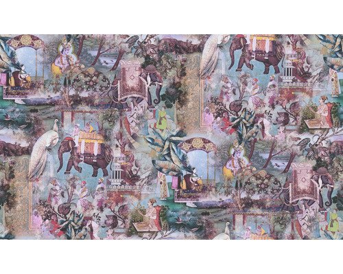 Revêtement mural décoratif avec des motifs orientaux et des éléphants