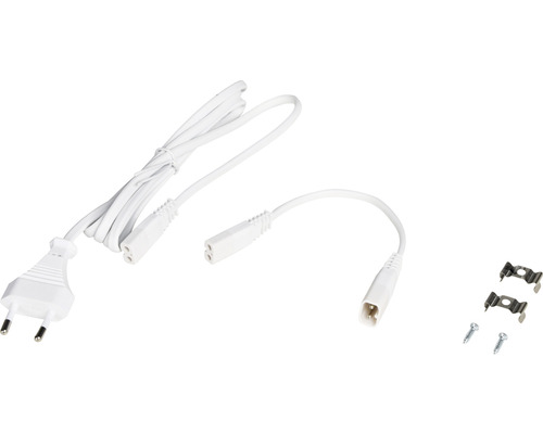 Anschlusskabel mit Eurostecker, Verbindungsleitung und zwei Befestigungsclips mit Schrauben