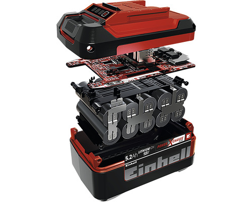 Einhell Akku im Explosionsbild mit 5.2 Amperestunden und 18 Volt