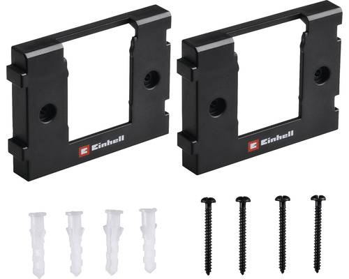 Zwei Einhell Wandhalterungen mit Schrauben und Dübeln