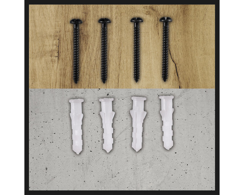 Schrauben und Dübel zur Befestigung von Gegenständen.