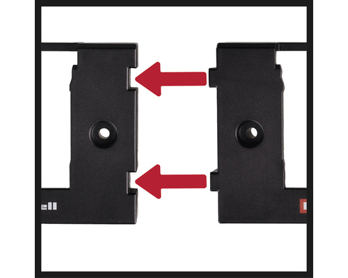 Verbindungsstück für eine einfache Installation, dargestellt mit roten Pfeilen