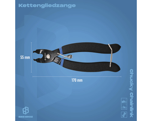 Kettengliedzange mit 170 Millimeter Länge und 55 Millimeter Kopfbreite