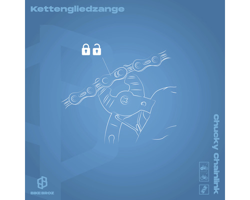 Illustration einer Kettennietwerkzeugzange beim Öffnen eines Kettenglieds