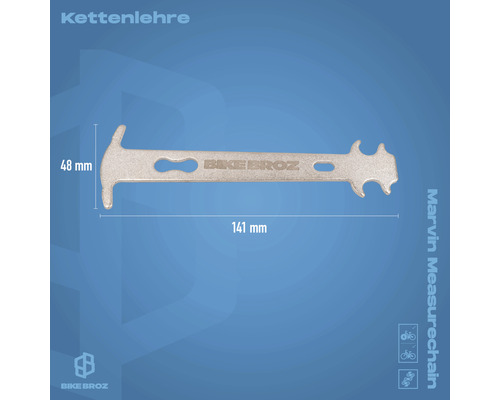 Fahrradkettenverschleißlehre mit einer Länge von 141 Millimetern