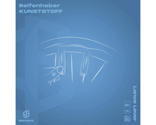 Reifenheber aus Kunststoff in Verwendung am Fahrradreifen