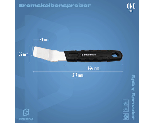 Bremskolbenspreizer mit schwarzem Griff und silberner Klinge