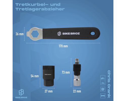 Tretkurbel und Tretlagerabzieher Set mit Kurbel Abzieher, Innenlager Abzieher und Steckschlüssel