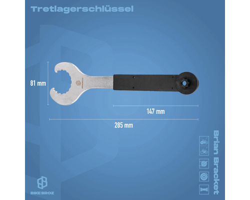 Tretlagerschlüssel mit einer Länge von 285 Millimeter.