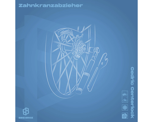 Illustration eines Fahrradkranzabziehers im Einsatz an einem Fahrrad