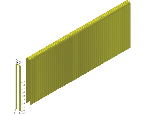 Agrafes de fil métallique de dimensions 5,7 mm x 1,0 mm x 1,25 mm