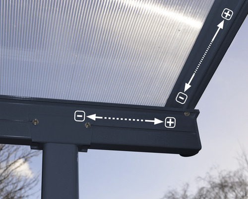 Vue détaillée d''un toit de terrasse avec des indications de mesure