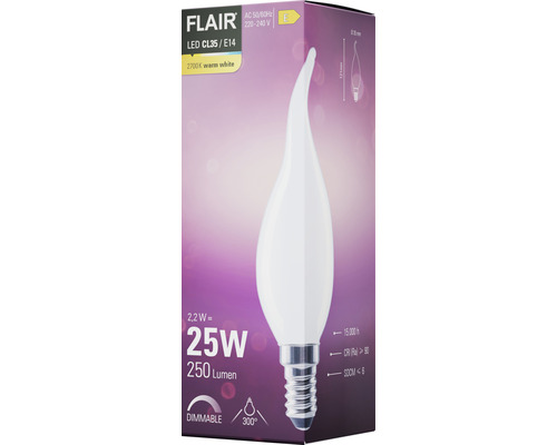FLAIR LED Lampe CL35 E14, 2700 Kelvin, warmweiss