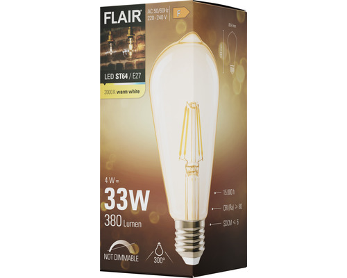 Verpackung einer LED-Lampe mit E27-Fassung, nicht dimmbar