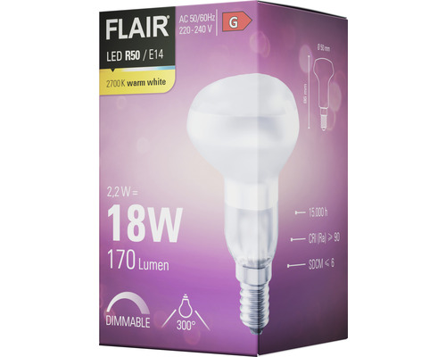 FLAIR LED R50 E14 Leuchtmittel in Produktverpackung