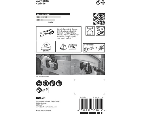 Arrière de l''emballage de l''accessoire pour outil multifonction Bosch AVZ 90 RT6 Carbide Expert