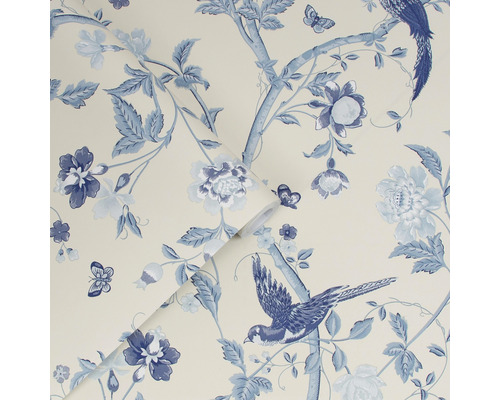 Tapete mit Vogel-, Schmetterlings- und Blumenmuster
