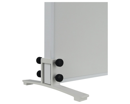 Detailansicht einer Flipchart-Halterung mit Stellschrauben