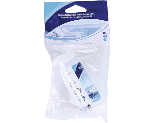 Wasser Teststreifen 3-fach Tester 50 Stück zur Bestimmung von freiem Chlor, pH-Wert und Alkalinität
