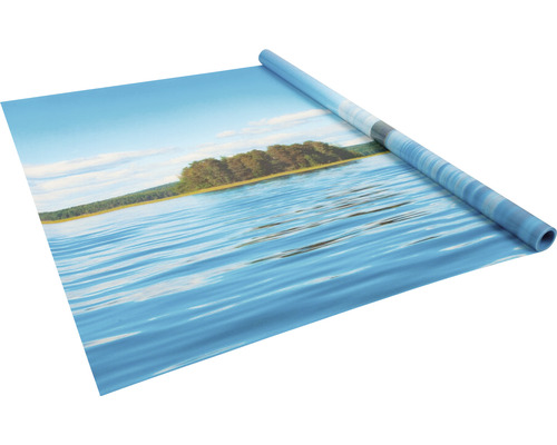Papier peint photo avec motif lac, présenté enroulé
