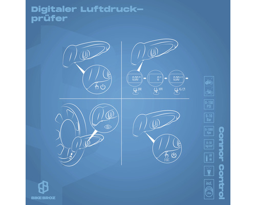 Digitaler Luftdruckprüfer Funktionsübersicht