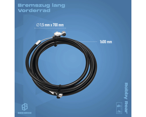 Langer Fahrrad-Bremszug für Vorderrad, 1,5 mm x 700 mm und 1600 mm Länge