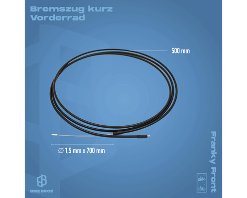 Kurzer Bremszug für das Vorderrad mit einer Länge von 500 mm und einem Durchmesser von 1,5 mm x 700 mm