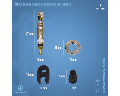 Sclaverandventil Set, 7-teilig, für Fahrräder