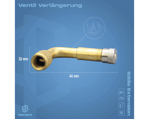 Ventilverlängerung für Fahrräder, 26 mm und 44 mm