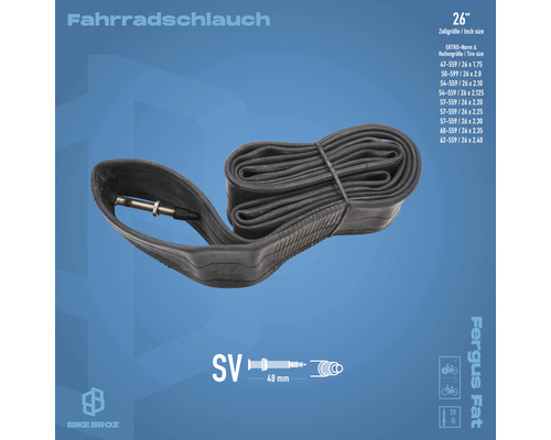 26 Zoll Fahrradschlauch mit Sclaverandventil