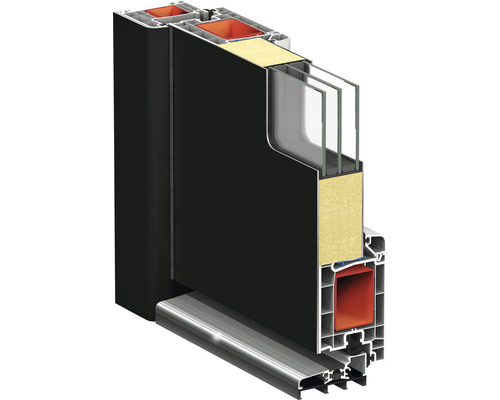 Coupe transversale d''une porte d''entrée avec cadre, remplissage et isolation