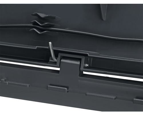 Detailansicht des Öffnungsmechanismus einer Dachbox