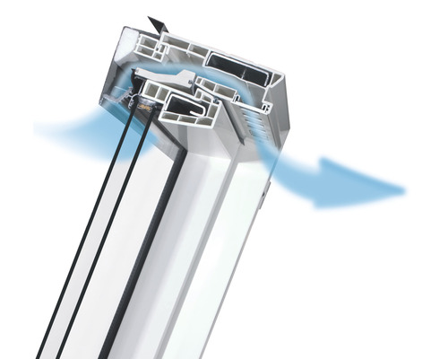 Coupe transversale d''une fenêtre de toit avec ventilation