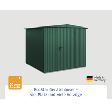 EcoStar Gerätehaus aus Metall mit Doppeltür und 20 Jahre Garantie