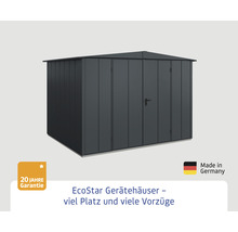 Gerätehaus aus Metall mit Tür und 20 Jahre Garantie