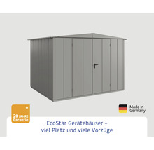 EcoStar Gerätehaus aus Metall mit Doppeltür und 20 Jahre Garantie
