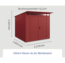 Gartenhaus Hörmann EcoStar Trend-P Typ 2 RAL3004 Doppeltür 247,9 x 283,4 cm rot